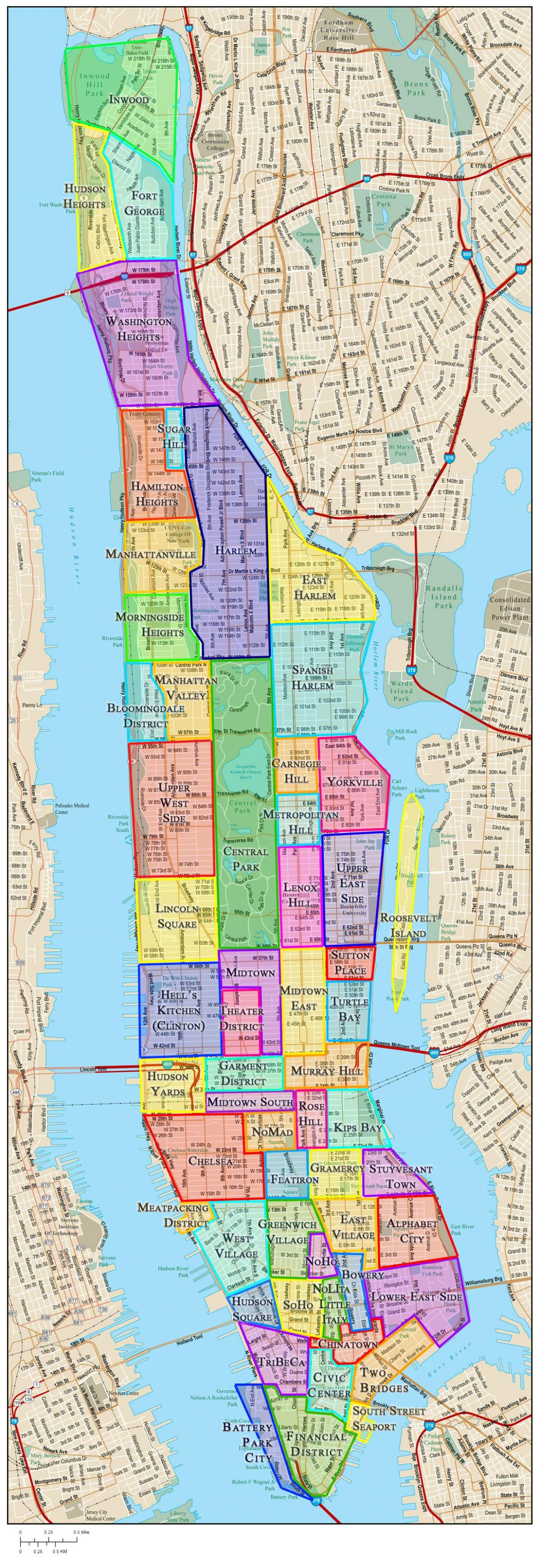 Mappa del quartiere di Manhattan